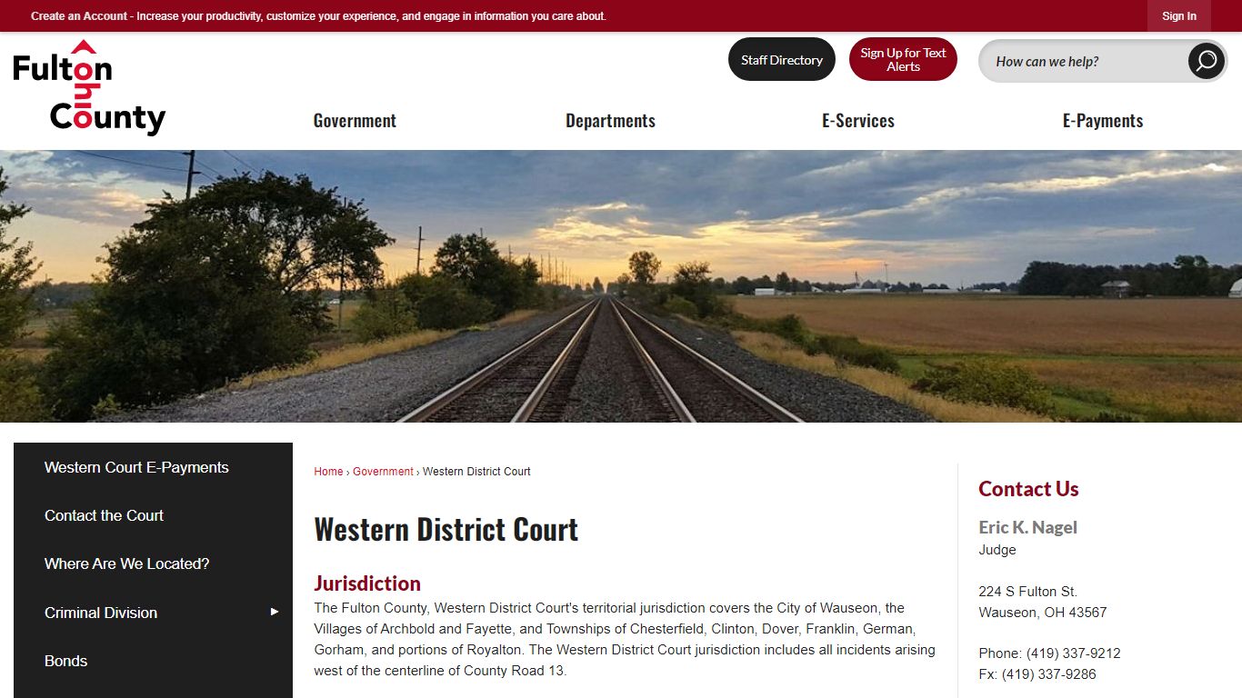 Western District Court | Fulton County, OH - Official Website